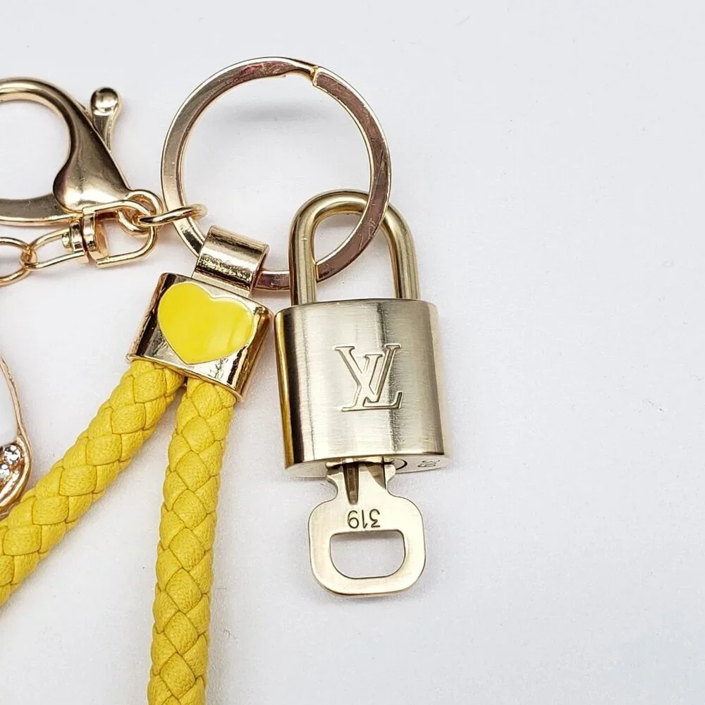 Authentic LV Gold Padlock & Key Set ✨ Luxury Bag Charm w/ Unbranded Keychain
